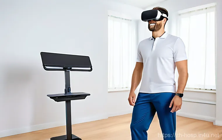 재활치료 병원에서 사용하는 장비 비교 - **Prompt for Intelligent Robot Rehabilitation:**
    "A brightly lit, modern rehabilitation center w...