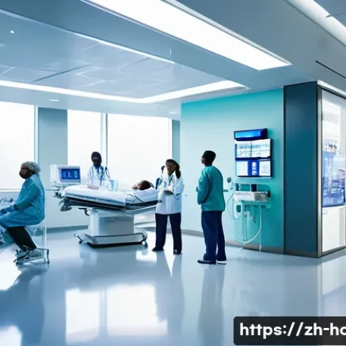 대학병원과 지역 종합병원 비교 - **Prompt for a University Hospital Scene:**
    A bustling, brightly lit, modern university hospital...