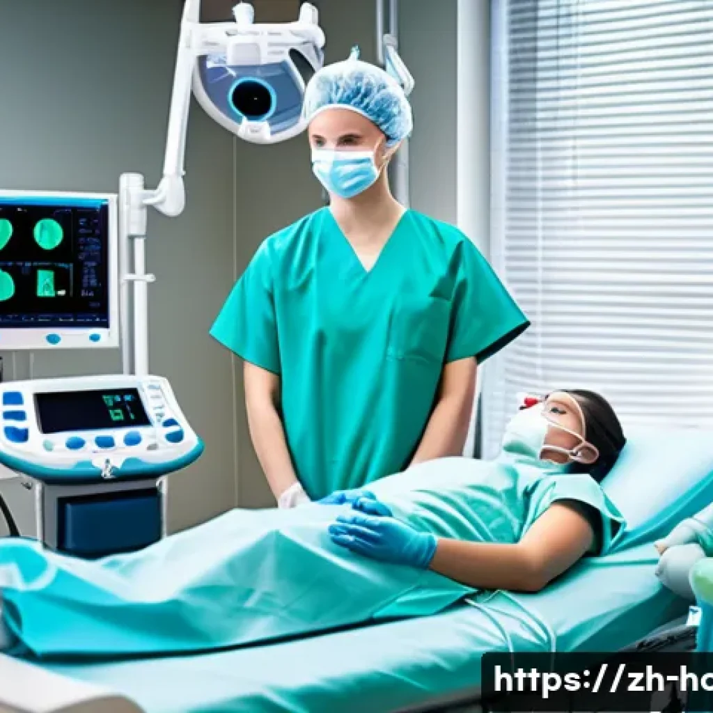 전신 마취와 국소 마취의 차이 - A modern hospital operating room scene showing a patient under general anesthesia, lying peacefully ...