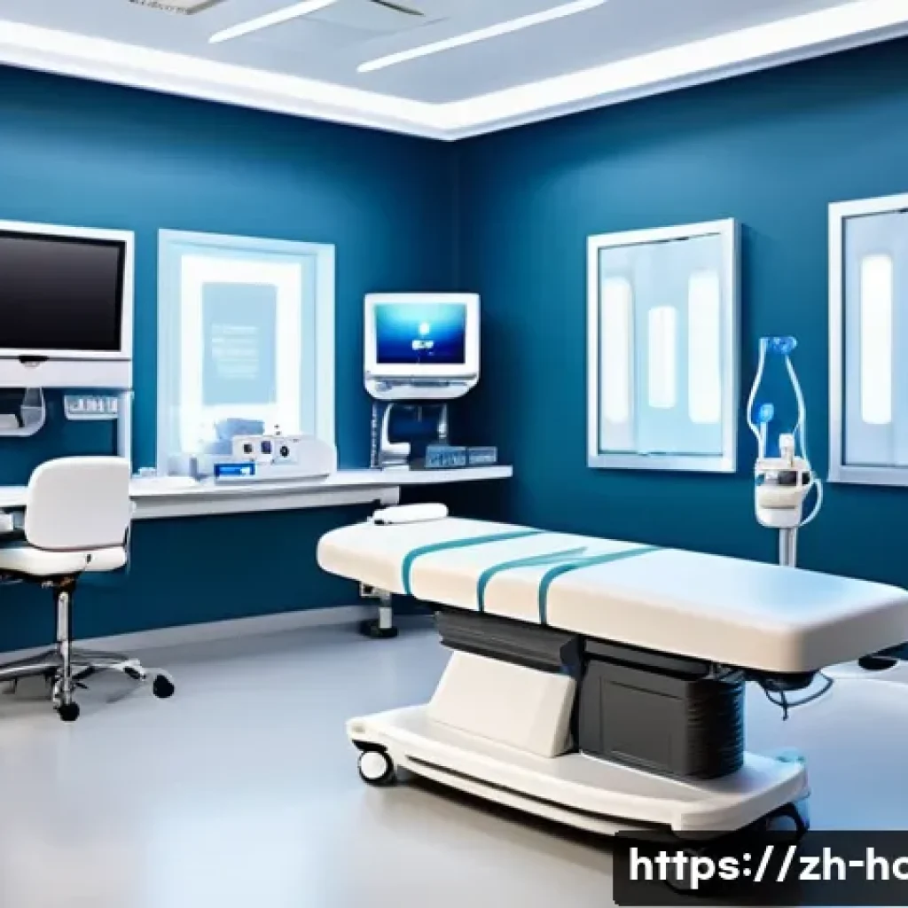 피부질환 치료 전문 병원 추천 - A modern dermatology hospital interior showcasing advanced medical equipment including laser treatme...