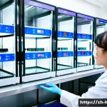 유전자 검사를 제공하는 병원 - A modern genetic testing laboratory interior, showcasing advanced high-throughput sequencers and aut...