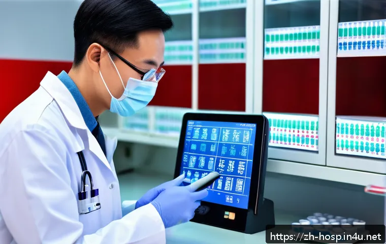 소화기 내과 진료 시 필요한 검사 항목 - A modern medical laboratory scene showing a detailed blood test analysis focused on digestive system...